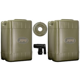 Jojug Heavy Duty Water Storage Container, 2 Pack (with Spigot and Extra Cap) (Tactical Green)