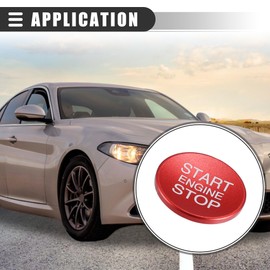 Motoforti Engine Start Stop Button Cover, Start Button Cover, for Alfa Romeo Giulia Stelvio 2017-2021, Aluminum Alloy, Red