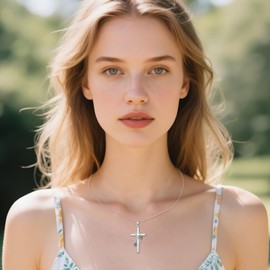 POPLYKE Basketball Cross Necklace for Women Sterling Silver Cross Pendant Necklace Sport Jewelry Gift for Women (basketball)