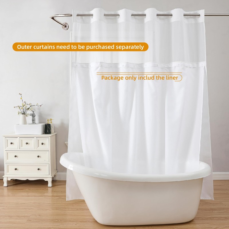 eachope 2 Pack Fabric Snap-in Shower Curtain Liner Replacement,Compatible with
