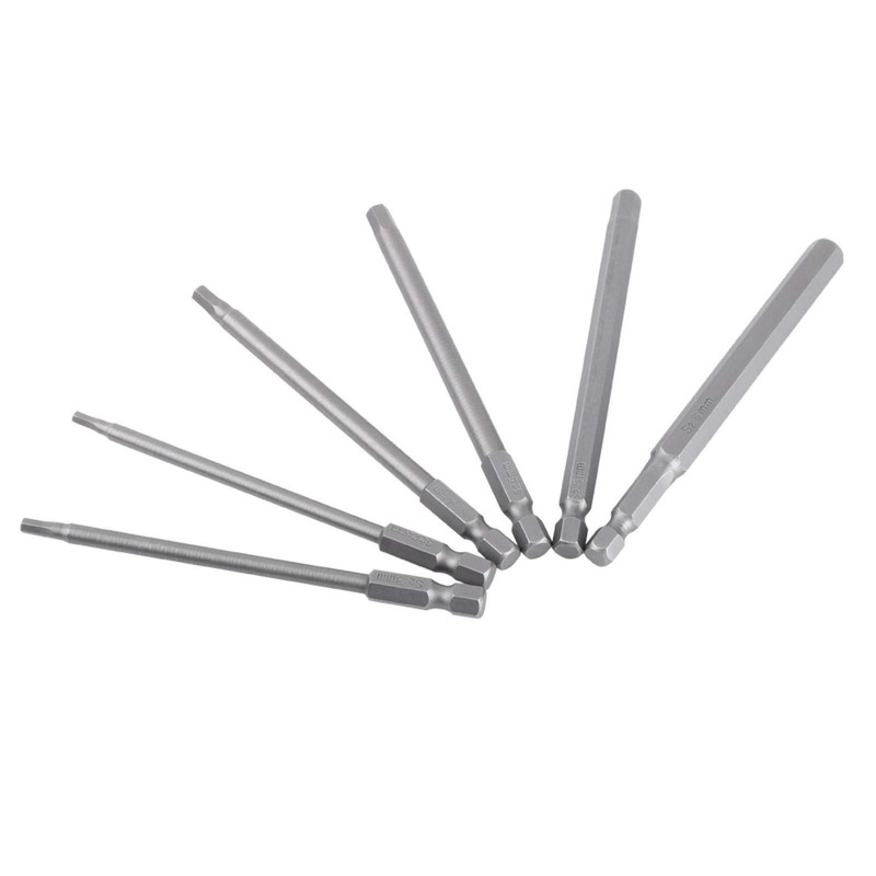 Hexagonal Screwdriver Bit Set 6 Pieces 100 mm Long H2.5