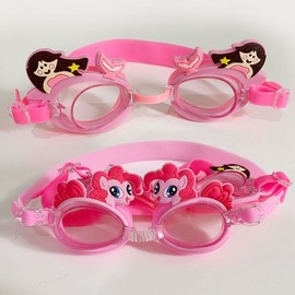 Kids' Cartoon Swimming Goggles for Pool and Water Play lf871 Free Size - Rubber Pink Blue (with Bag) 3ea