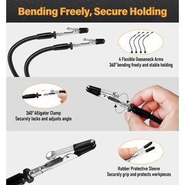 KLSKKJ Magnetic Helping Hands Soldering Station, Third Hand Soldering Tool 4 Flexible Arms Solder Holder Helping Hand for Electronic Repair Soldering Jewelry Crafts