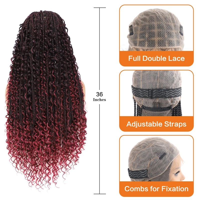 Boho Knotless Braided Wigs Double Full Lace with Baby Hair