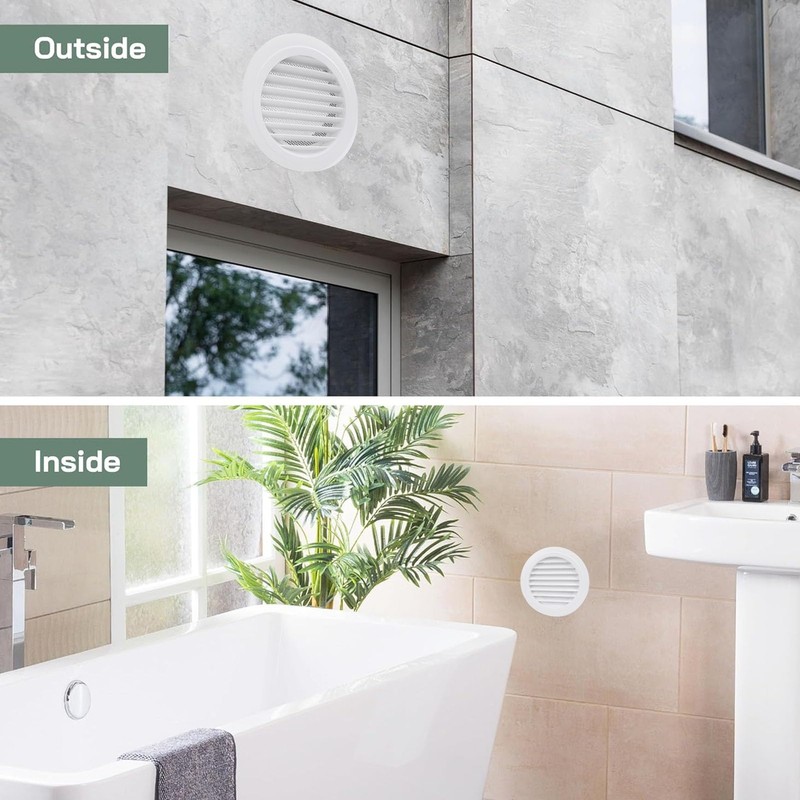 8 Inch Round Vent Cover, 200mm Weather Resistant ABS White