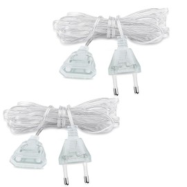 KYRYD EU Power Extension Cable, 2 Pack 5m Clear European Extension Cord, 2-Prong EU Male to Female Power Lead Extender for LED Lights, Light Up Figures, Appliances and Outdoor Use