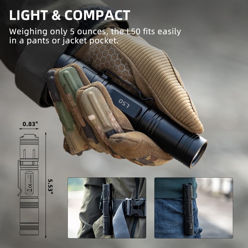 WUBEN L50 Flashlight 1200 High Lumens Tactical Flashlight Pocket Rechargeable
