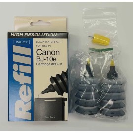High Resolution Canon BJ-10e Black Ink Refill Kit for Cartridge BC-01 -Twin Pack