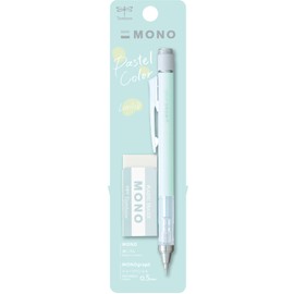 Tombow MONO Graph and MONO Eraser, 0.5 mm, Mint Green, Precision with 4 mm Tip, Innovative Shake Mechanism, More Stable Brass Pliers, Refillable, Includes Eraser [SH-MG64-PE04A]