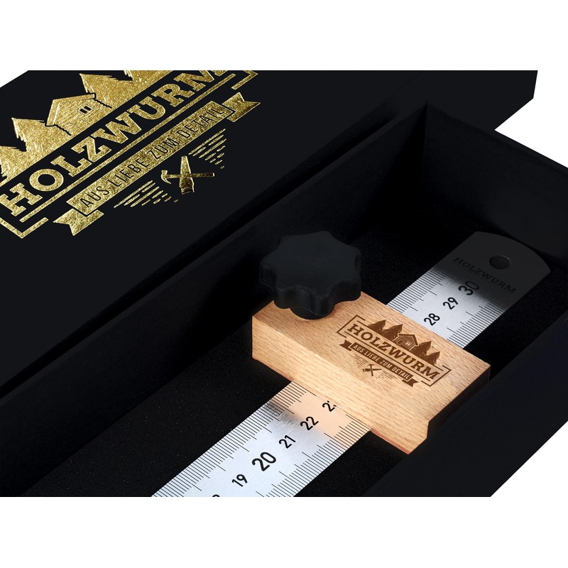 HOLZWURM Marking Gauge with Stainless Steel Metal Ruler, 300 mm