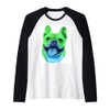 French Bulldog Pillow Colorful Blue and Green Frenchie Dog Raglan