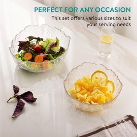 Navaris Glass Salad Bowl Set - Decorative 2-Piece Dish Set (Large, Extra Large) - Perfect for Desserts, Fruit, Punch, and Trifle - Mixing & Serving Bowls for Hot & Cold Food