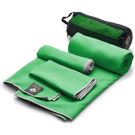 OlimpiaFit Quick Dry Towel - 3 Size Pack of Lightweight Microfiber Travel Towels w/ Bag - Fast Drying Towel Set for Camping, Beach, Gym, Backpacking, Sports, Yoga & Swim Use﻿