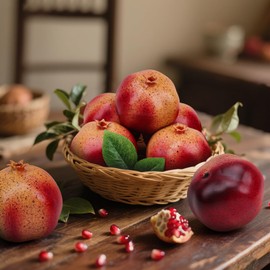 Woration 6 PCS Artificial Fake Pomegranates Faux Simulation Fruits Realistic Vivid Pomegranate for Home Ornament Party Desk Office Restaurant Decorations Props