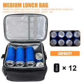 YMKWZ Insulated Meal Bag for Women Men Large Cooler Bag Reusable Meal Box Water-Resistant Leakproof Food Organizer with Spacious Compartments for Work Picnic Travel (Black 3PCS)
