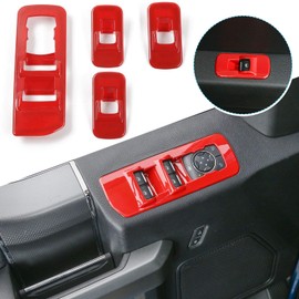 Car Window Lift Switch Panel Decoration Frame Cover Trim for 2015 2016 2017 2018 2019 2020 Ford F150 Accessories (Red)