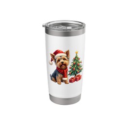 Yorkie, Christmas, Yorkshire Terrier, Santa Claus hat Stainless Steel Insulated Tumbler