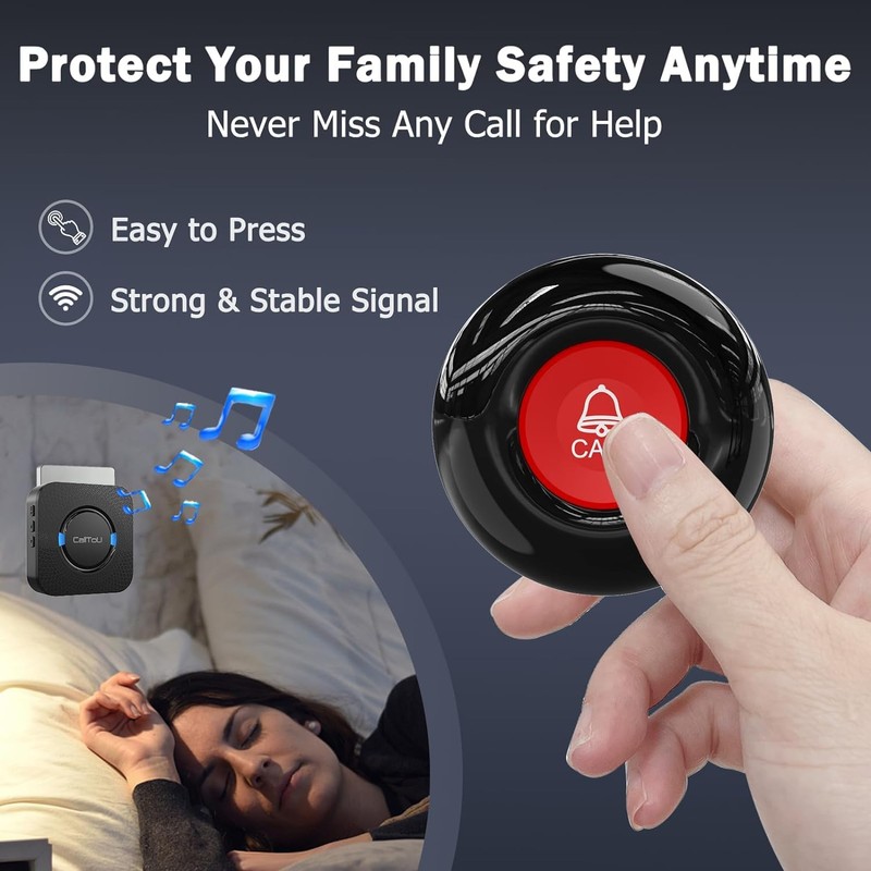 CallToU Caregiver Pager Wireless Call Bell Alert Button for Seniors/Elderly/Patients