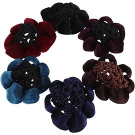 6 redecillas para el cabello con flores: redecillas elásticas para el cabello para mujer - invisibles de punto - sujetadores de moño de ganchillo, cubierta de moño, accesorios de peinado