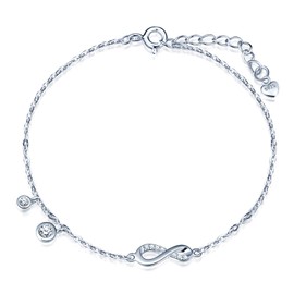 INFINIONLY Women's and Girls' 925 Sterling Silver Bracelets, Mini Infinity Symbol Bracelet, Silver, Inlaid Zircon, Sterling Silver, Cubic Zirconia
