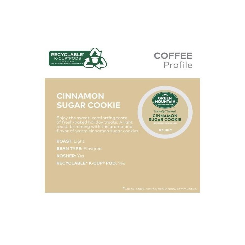 Green Mountain Coffee Roasters Cinnamon Sugar Cookie K-Cup, 72 count