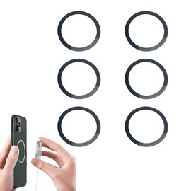 Leeneen Universal Metal Rings Sticker for Magnetic Charger Compatible with Mag-safe Magnetic Wireless Charger,Ultra-Thin Car Charger Conversion Accessories 6Pcs(NO Magnet) (Black)