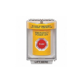SS2231PO-EN STI Yellow Indoor/Outdoor Flush Turn-to-Reset Stopper Station with EMERGENCY POWER OFF Label English