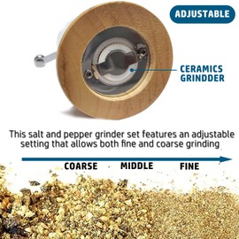 Pepper Mills Set Manual Pepper Grinder Set Classic Hand Shake American style 2pcs-5in, EP Acrylic Ceramic Core Grinding with Adjustable Coarse Mill, Fresh Ground Pepper Sea Salts Spices
