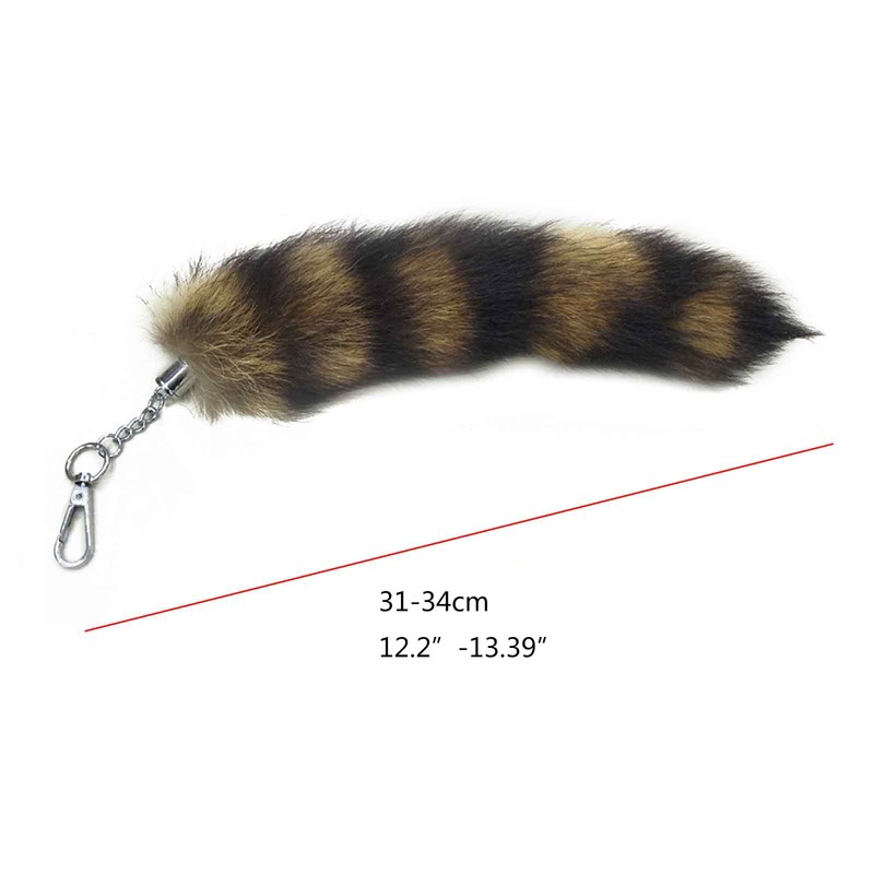 MinnowXY Cute -Racoon Tail Keychain Pendant Key-Chain Bags Charm Keys-Holder