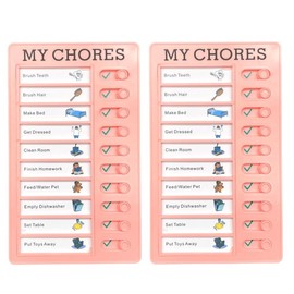 2 Pcs Chore Chart for Adults to do List My Chores Checklist Task Board Sliding Routine Chart for Kids, Memo Boards Slider Schedule DIY Detachable Daily Checklist Planning Table (2Pcs Pink My Chores)