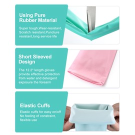 FCTTD Rubber cleaning gloves 6 Pairs Household dishwashing gloves kitchen dish gloves,Reusable.(Medium,Multicolor)