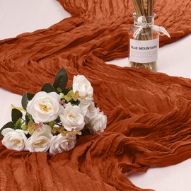 1 paquete de camino de mesa de gasa de Navidad de 10 pies para decoración de boda, decoración de despedida de soltera, fiesta de baby shower (35 x 120 pulgadas)