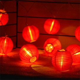 Chinese New Year Decorations 2026 Chinese Lanterns Lights 9.4Ft Lantern String Lights Battery Operated 10 Count Lunar New Year Decorations New Years Decor for Home, Restaurant, Patio, Party