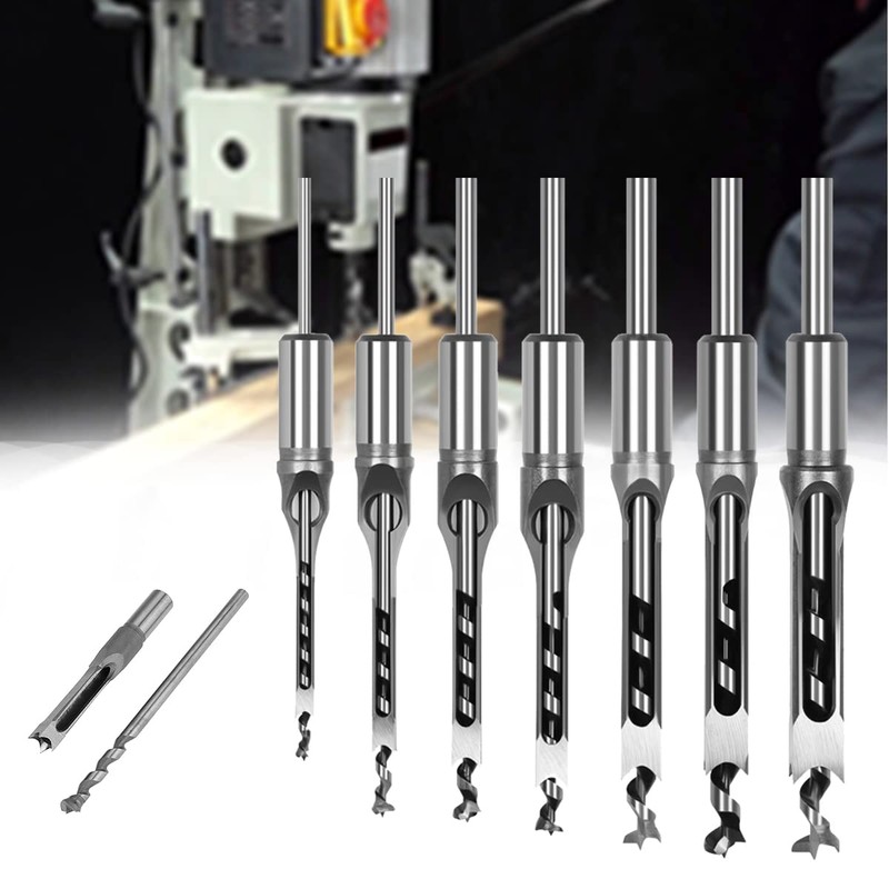 Square Hole Drill Bits, 7Pcs Wood Splitter Drill Bit Set,