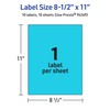 Avery Printable Sticker Paper, 8-1/2" x 11", Full-Sheet Labels, Bright