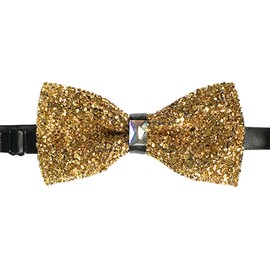 CANGRON Men Glitter Sparkly Gold Pre-tied Bow Ties Crystal Adjustable Bowties BXZ1JI