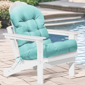 Tycdiose Adirondack Chair Cushion Water-Resistant Indoor Outdoor Rocking Chair Cushions High Back Patio Chair Cushion, Thickened Adirondack Rocking Chair Cushions with Ties, 44x19x4 Inches (Teal)