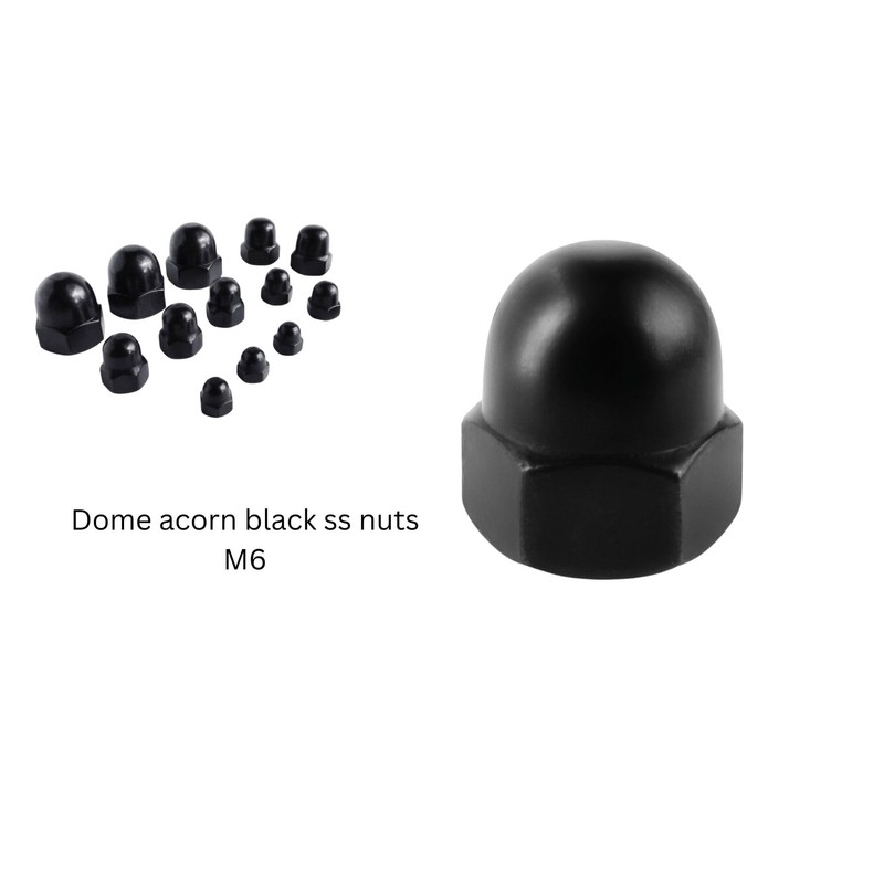 Pack of 10 M6 Black Stainless Steel Cap Nuts Hex
