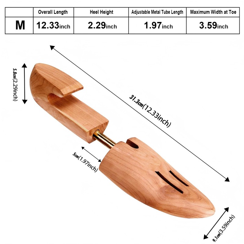 Cedar Space Wooden Shoe Stretcher Tree, 6.5-14 Sizes Cedar Wood