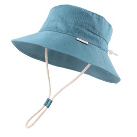 Bamery Baby Toddler Girls Bucket Hat Newborn Sun Hats for Boys Classic Infant Summer UV Protection Hats Kids Beach Cap (Haze Blue, 46)