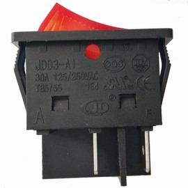 JD03-A1 2pcs 4Pins 30A 125V/250V T85/55 1E4 Large Current Rocker Power Switch for Inverter Welding Machine TUV CE CQC Certificate, Black Color