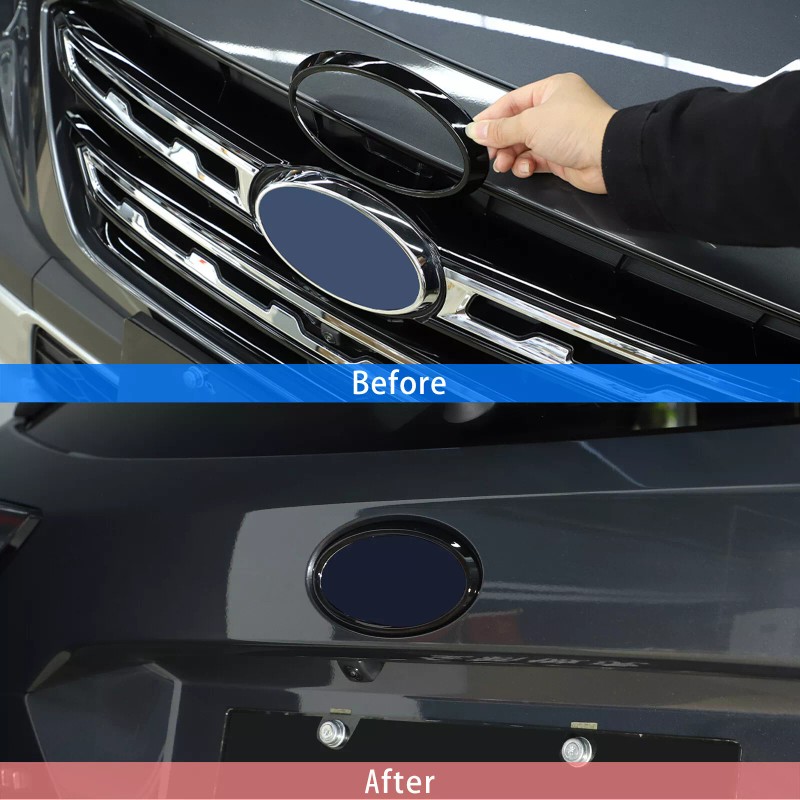 car-attention Gloss Black Front Rear Emblem Badge Logo Trim 2PCS