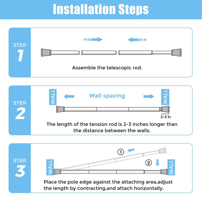 AIZESI AIZESI 1pcs Tension Curtain Rod Spring Tension Rods for