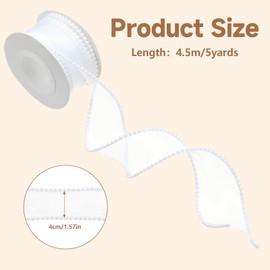 2 Rolls Pearl Edge Chiffon Ribbon 9M White Sheer Organza Ribbon