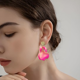 Boho Petal Dangle Earrings for Women Acrylic Tiered earrings Tassel Flower Earrings Statement Earrings for Women