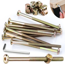 SWTYExt 12pcs Furniture Screws M6x120 mm Include Bed Bolts 120 mm Barrel Nuts M6 with Hex Key Furniture Bolts Zinc Plated Screws M6 Hex Socket Head Bed Screws and Bolts for Beds Cots Chairs