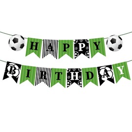 Football Birthday Party Banner, Soccer Happy Birthday Party Decorations, Football Hanging Bunting Garland for Men Boys Girls Kids Football Lovers Soccer Fans Birthday Party Decor Indoor and Outdoor