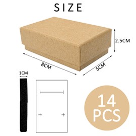 14PCS Kraft Cardboard Jewelry Box, 8x5x3cm, Jewelry Box with Sponge, Ring Necklace Bracelet Jewelry Display Box, Kraft Paper Gift Box with Lid