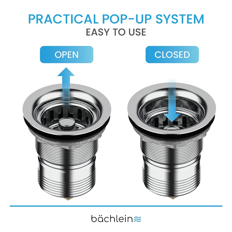 Bächlein Pop-Up Drain Fitting for the Sink, Diameter 70 mm