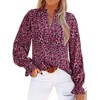 MASCOMODA Womens V Neck Floral Long Sleeve Tops 2025 Summer Casual Loose Puff Sleeve Chiffon Boho Work Blouse Dressy T Shirts(Floral Black Red,Large)